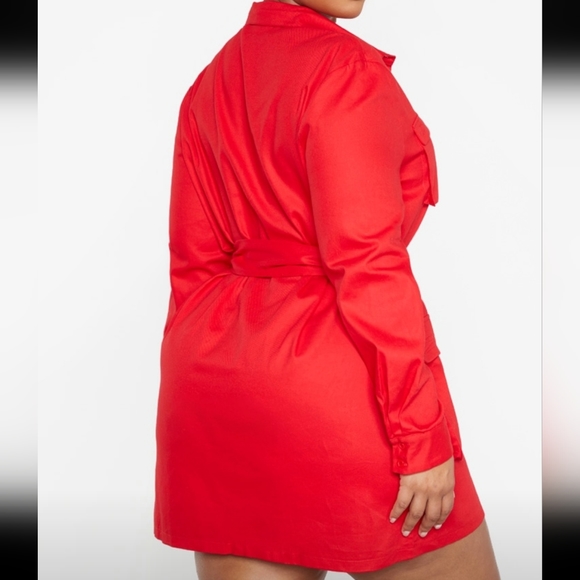 Plus Size SZ 16 Red Utility Shirt Dress - Picture 5 of 5